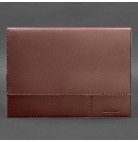 Кожаная папка для документов А4 на магнитах (бордовая)