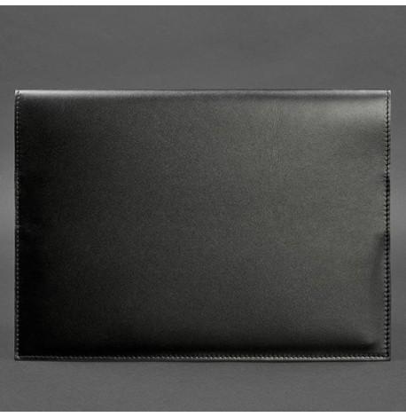 Шкіряна папка для документів А4 на магнітах (чорна)