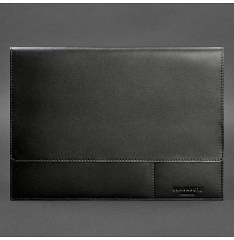 Шкіряна папка для документів А4 на магнітах (чорна)