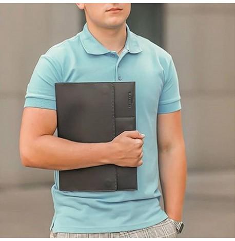 Шкіряна папка для документів А4 на магнітах (чорна)