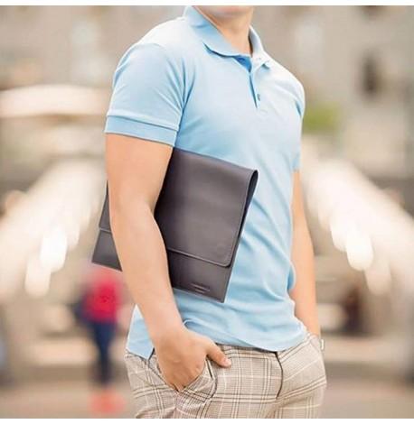 Шкіряна папка для документів А4 на магнітах (чорна)