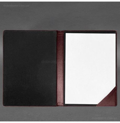 Кожаная папка для документов на подпись (бордовая)