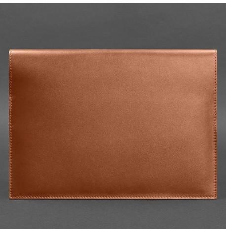 Кожаная папка для документов А4 на магнитах (светло-коричневая)
