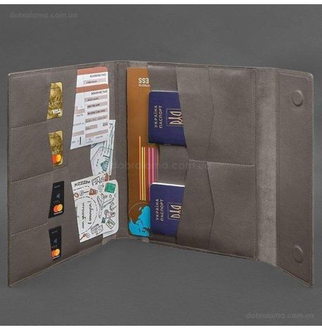 Кожаная папка для документов А4 «Семейная» на магнитах (темно-бежевая)