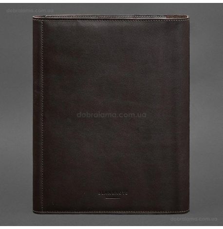 Шкіряна папка для документів А4 «Сімейна» на магнітах (темно-коричнева)