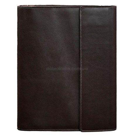 Шкіряна папка для документів А4 «Сімейна» на магнітах (темно-коричнева)