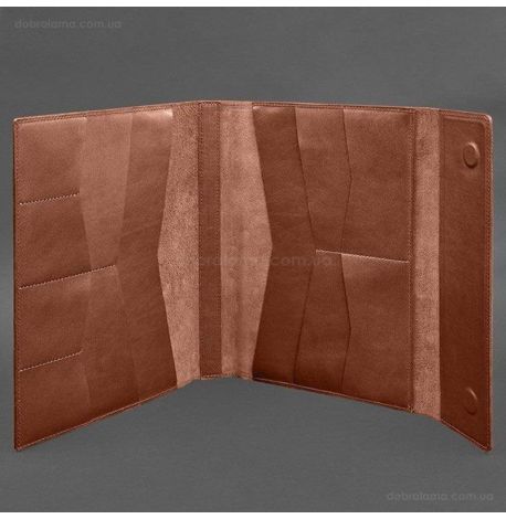 Шкіряна папка для документів А4 «Сімейна» на магнітах (світло-коричнева)