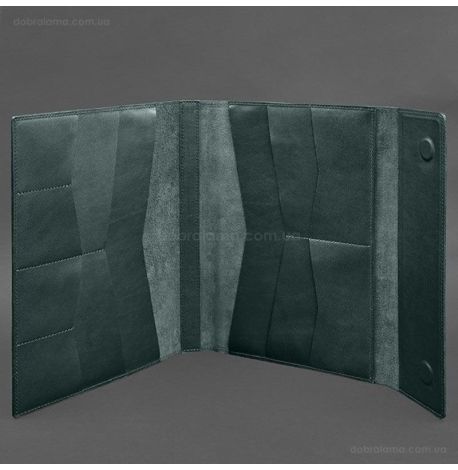 Шкіряна папка для документів А4 «Сімейна» на магнітах (зелена)