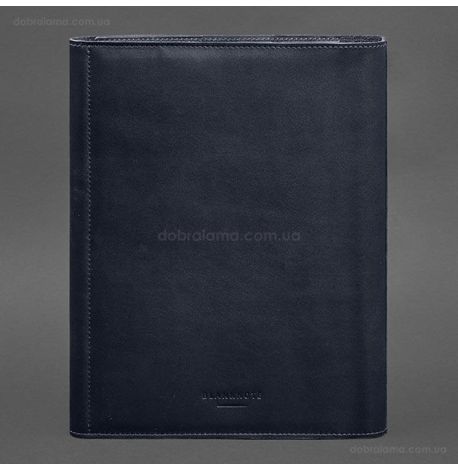 Кожаная папка для документов А4 «Семейная» на магнитах (темно-синяя)