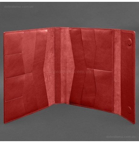 Кожаная папка для документов А4 «Семейная» на магнитах (красная)