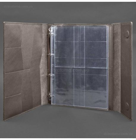 Шкіряна папка для документів А4 «Сімейна» з сегрегатором на магнітах (темно-бежева)