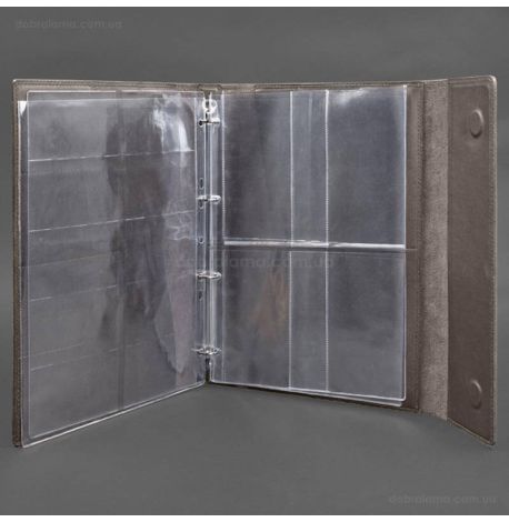 Шкіряна папка для документів А4 «Сімейна» з сегрегатором на магнітах (темно-бежева)