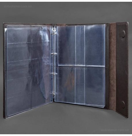 Шкіряна папка для документів А4 «Сімейна» з сегрегатором на магнітах (темно-коричнева)