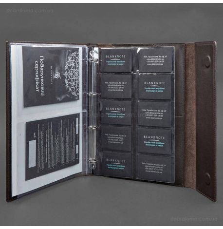 Шкіряна папка для документів А4 «Сімейна» з сегрегатором на магнітах (темно-коричнева)