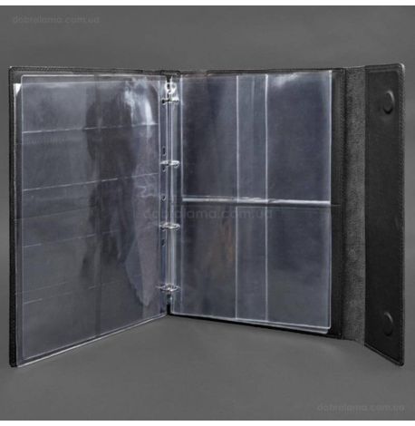 Кожаная папка для документов А4 «Семейная» с сегрегатором на магнитах (черная)