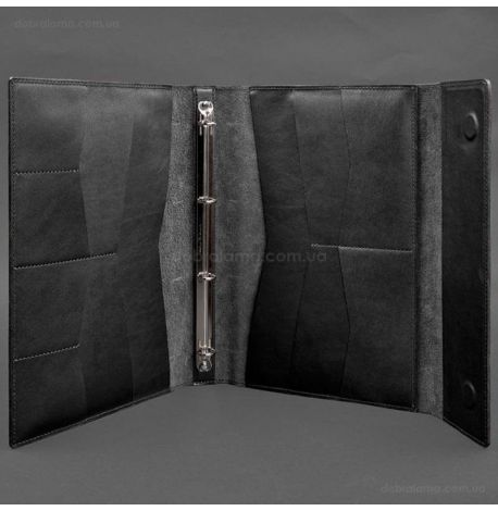 Кожаная папка для документов А4 «Семейная» с сегрегатором на магнитах (черная)