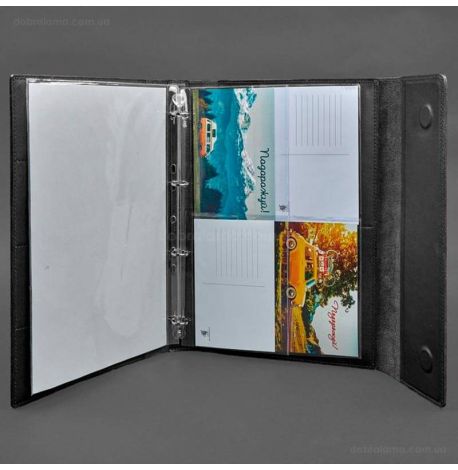 Кожаная папка для документов А4 «Семейная» с сегрегатором на магнитах (черная)