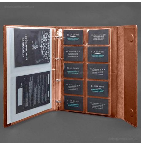 Кожаная папка для документов А4 «Семейная» с сегрегатором на магнитах (светло-коричневая)