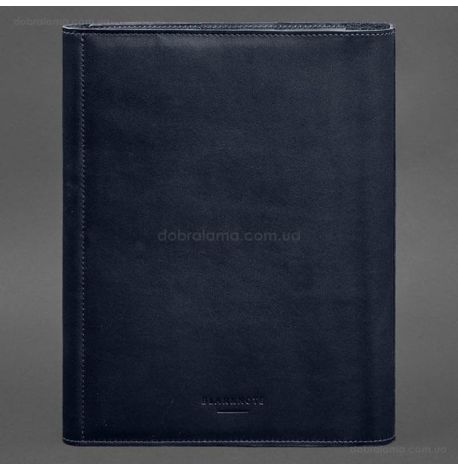 Кожаная папка для документов А4 «Семейная» с сегрегатором на магнитах (темно-синяя)