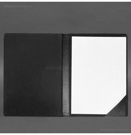 Кожаная папка для документов на подпись (черная)