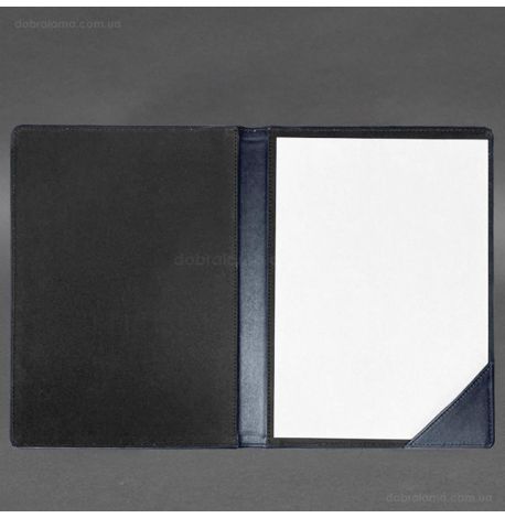 Шкіряна папка для документів на підпис (темно-синя)