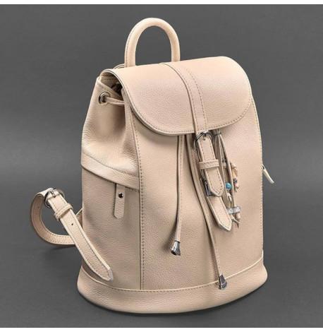 Женский кожаный рюкзак "Олсен" (светло-бежевый)