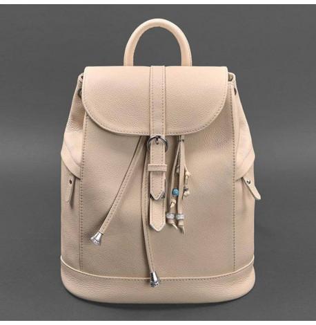 Женский кожаный рюкзак "Олсен" (светло-бежевый)
