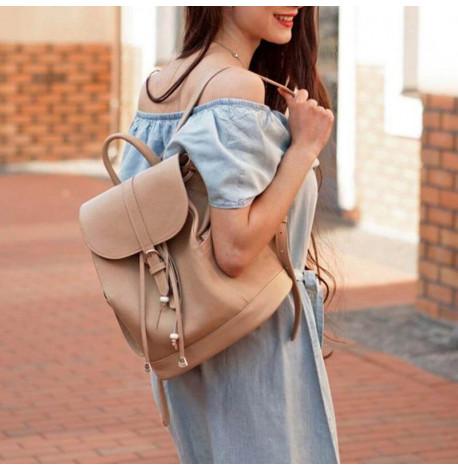 Женский кожаный рюкзак "Олсен" (светло-бежевый)