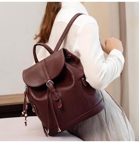 Женский кожаный рюкзак «Олсен» (марсала)