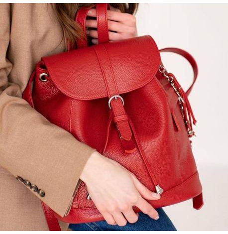 Жіночий шкіряний рюкзак "Олсен" (червоний)