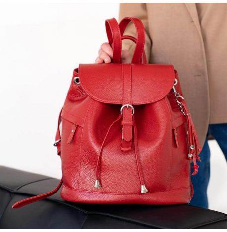 Жіночий шкіряний рюкзак "Олсен" (червоний)