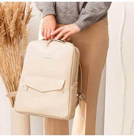 Городской кожаный женский рюкзак Cooper (бежевый)