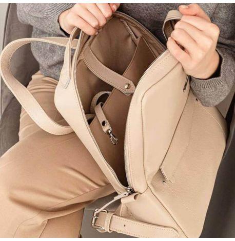 Городской кожаный женский рюкзак Cooper (бежевый)