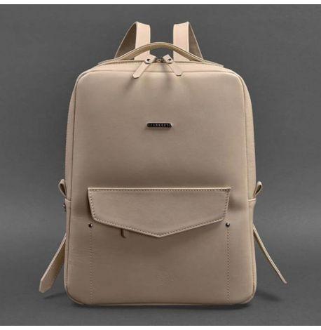 Городской кожаный женский рюкзак Cooper (бежевый) кожа Krast