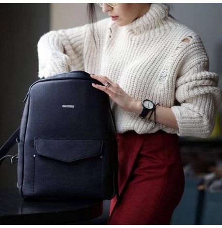 Кожаный рюкзак на молнии Cooper (темно-синий)