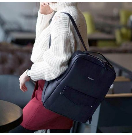 Кожаный рюкзак на молнии Cooper (темно-синий)