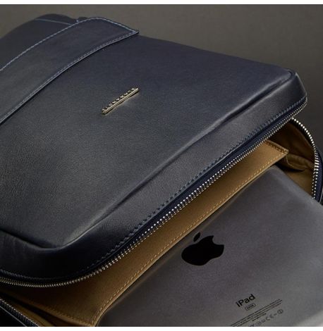 Кожаный рюкзак на молнии Cooper (темно-синий)