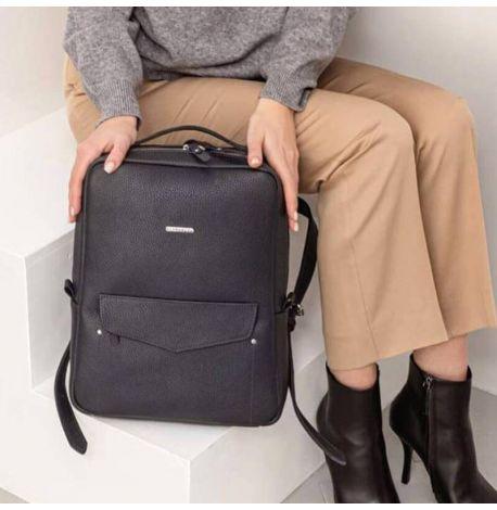 Городской кожаный женский рюкзак Cooper (темно-синий)