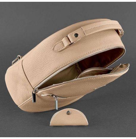 Женский кожаный мини-рюкзак Kylie (светло-бежевый)