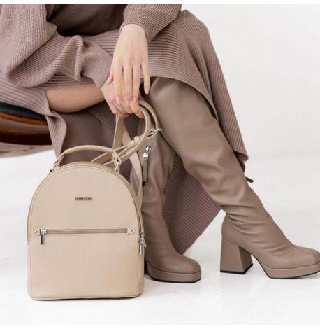 Женский кожаный мини-рюкзак Kylie (светло-бежевый)