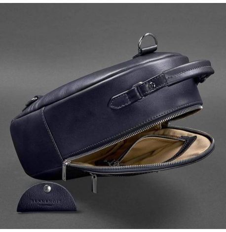 Женский кожаный мини-рюкзак Kylie (темно-синий)