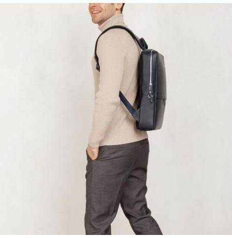 Мужской кожаный рюкзак Foster (темно-синий)