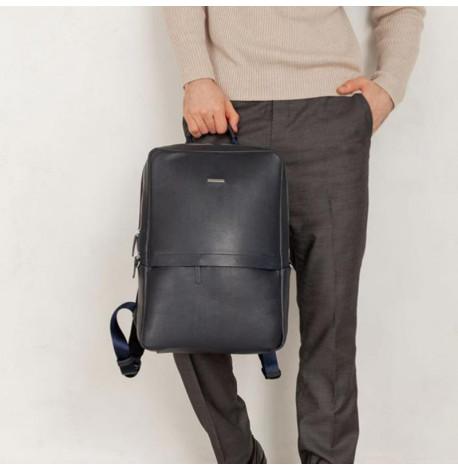 Мужской кожаный рюкзак Foster (темно-синий)