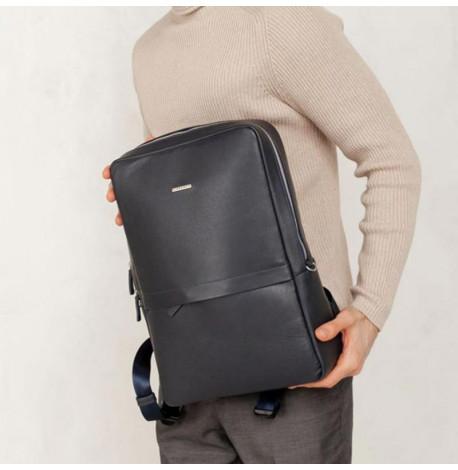 Мужской кожаный рюкзак Foster (темно-синий)