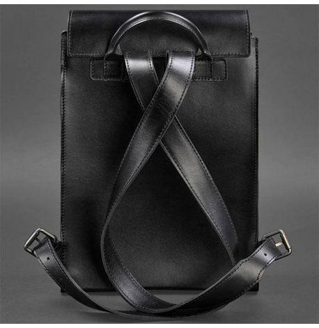 Городской кожаный женский рюкзак (угольно-черный)