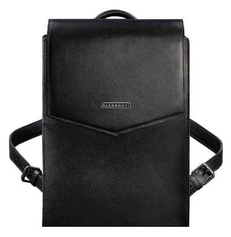 Городской кожаный женский рюкзак (угольно-черный)