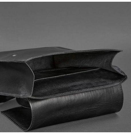 Городской кожаный женский рюкзак (угольно-черный)