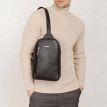 Мужской кожаный рюкзак на одно плечо Chest Bag (черный)
