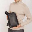 Мужской кожаный рюкзак на одно плечо Chest Bag (черный)
