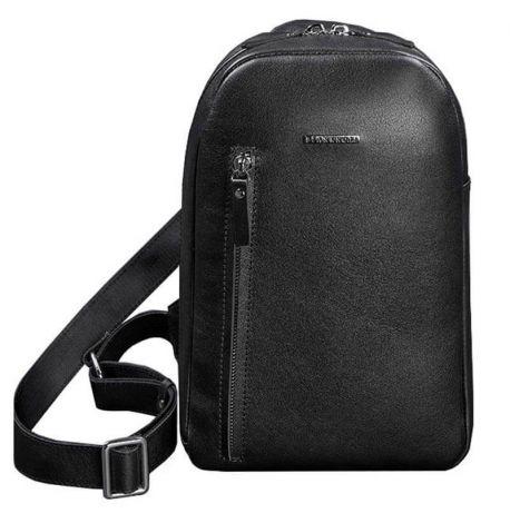 Мужской кожаный рюкзак на одно плечо Chest Bag (черный)